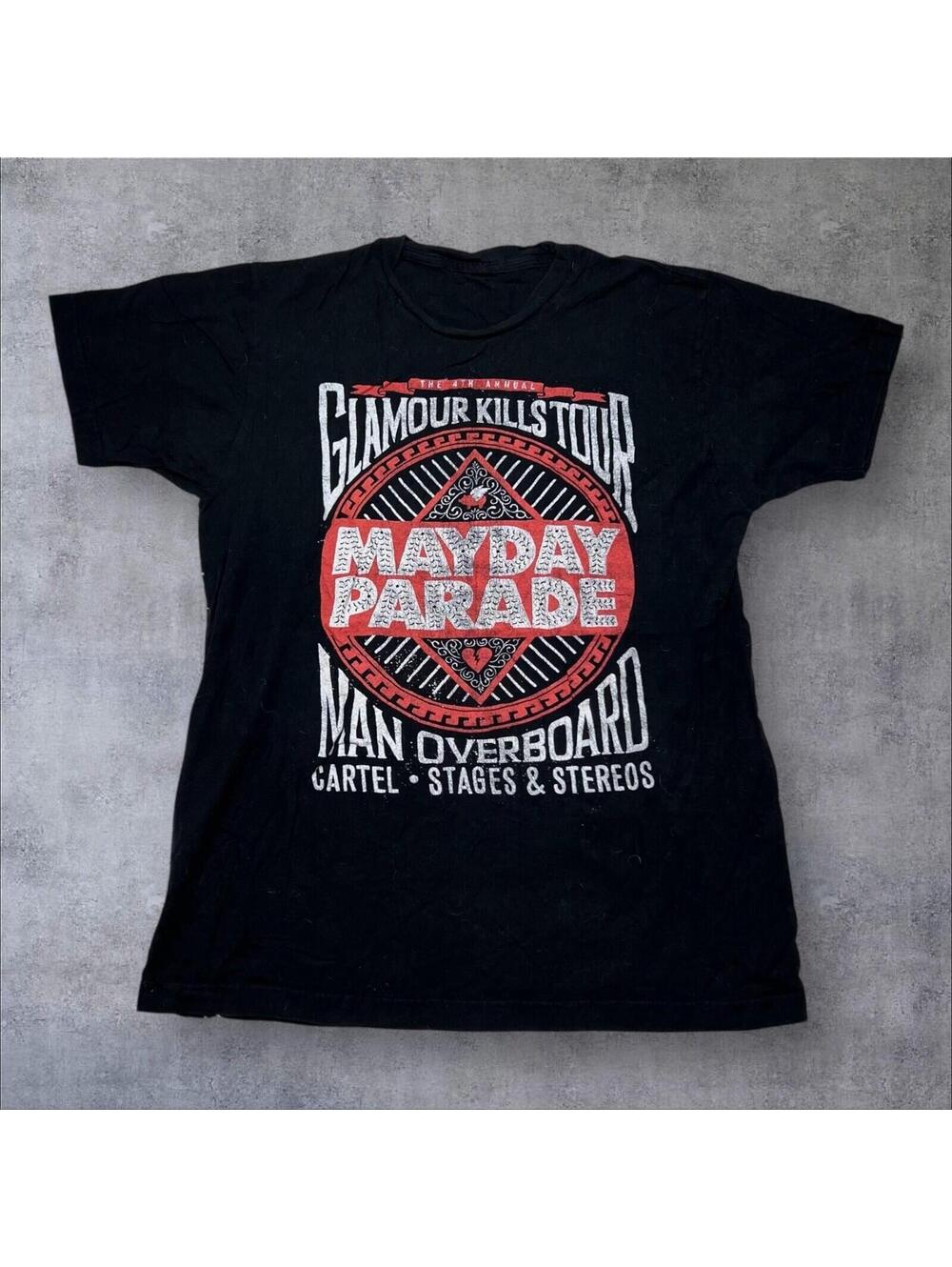 Vintage Style Y2K Glamour Kills Band World Tour Man Overboard Men’s Black Tee M